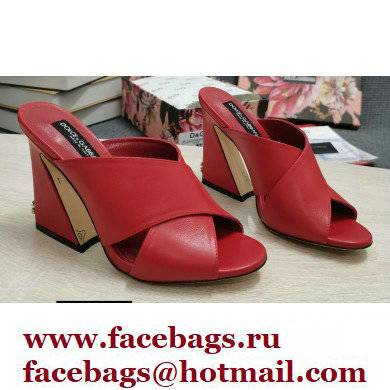 Dolce  &  Gabbana Heel 11cm Mules Calfskin Red with Geometric Heel 2022